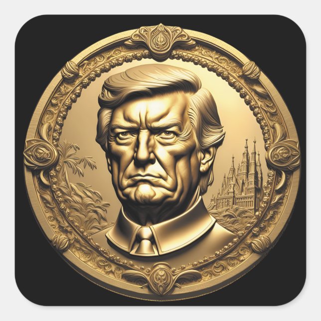 Sticker Carré TRUMP CGI Collectif Gold Art-Coin Doubloon (Devant)