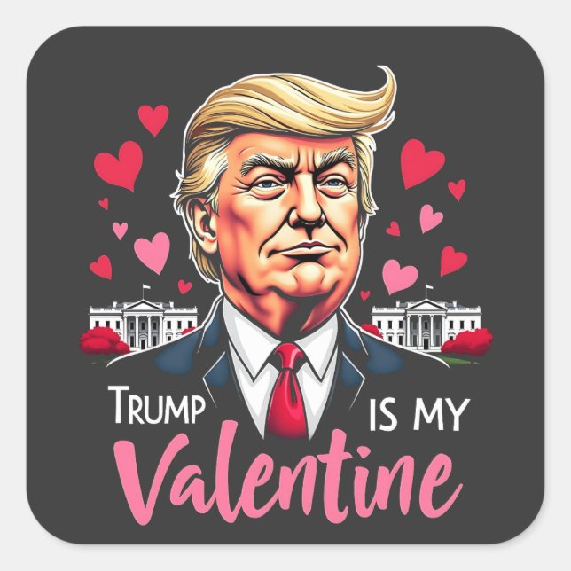 Sticker Carré Trump est le président de la Saint Valentin (Devant)