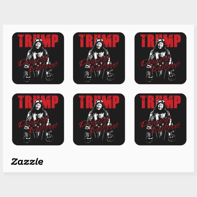 Sticker Carré Trump, le démocrate, l'Humour de conception graphi (Feuille)