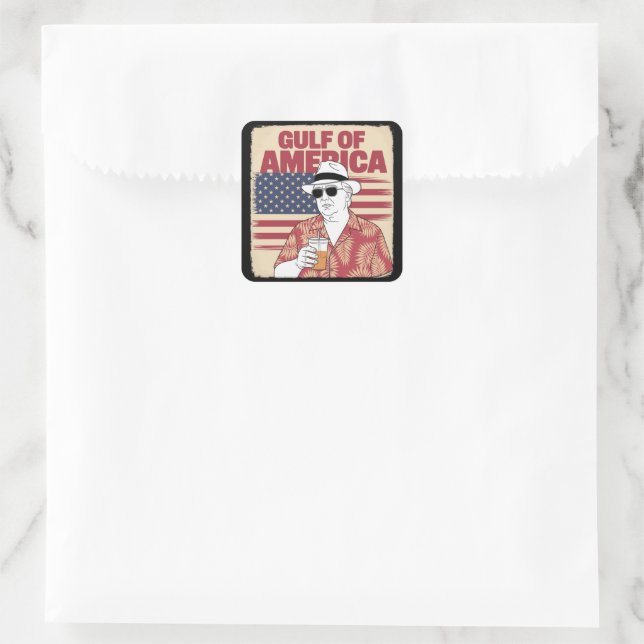 Sticker Carré Trump, le président Trump de l'Amérique du Golfe d (Sac)