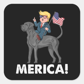 Sticker Carré Trump Merica Great Dane Dog American Hero 4e