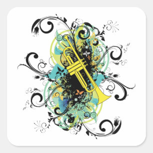 Sticker Carré Trumpet Grunge Swirl