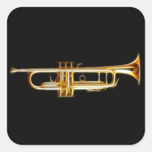 Sticker Carré Trumpet laiton Corne Vent instrument de musique