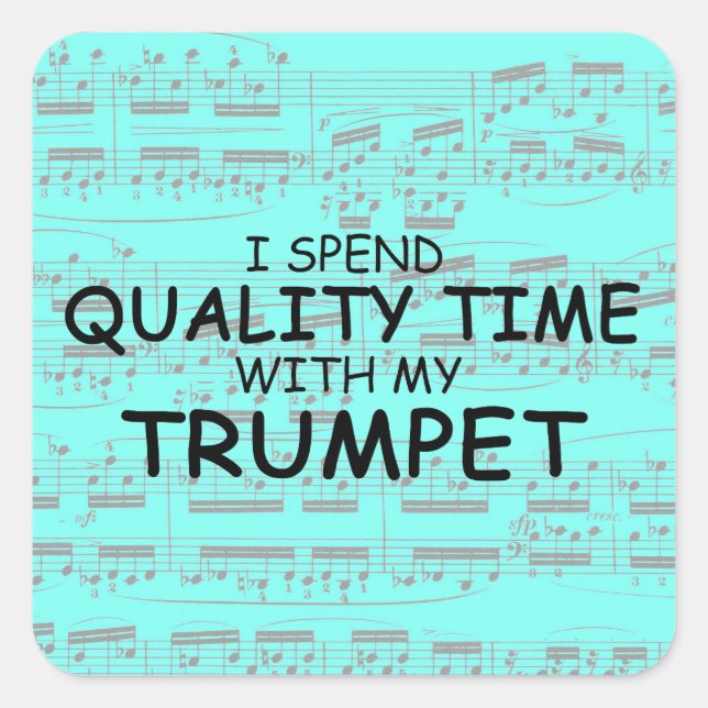 Sticker Carré Trumpet Time de qualité (Devant)