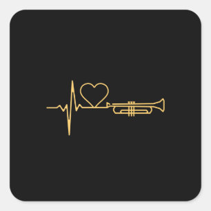 Sticker Carré Trumpet - Trumpet Hearbeat cadeau