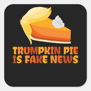 Sticker Carré Trumpkin Citrouille tarte drôle Thanksgiving