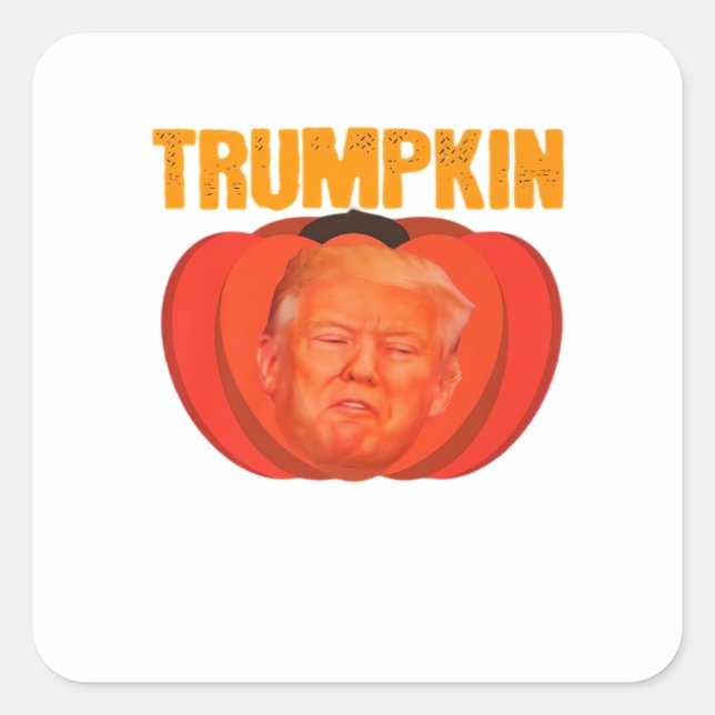 Sticker Carré Trumpkin Halloween Jack-o'-lantern Graphic Funny (Devant)