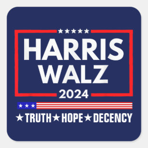 Sticker Carré Truth Hope Decency Harris Walz 2024