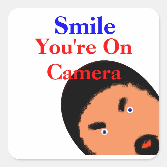 Sticker Carré Tu Es Surveillé ! (Devant)