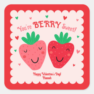 Sticker Carré Tu es une fraise douce pour la Saint-Valentin