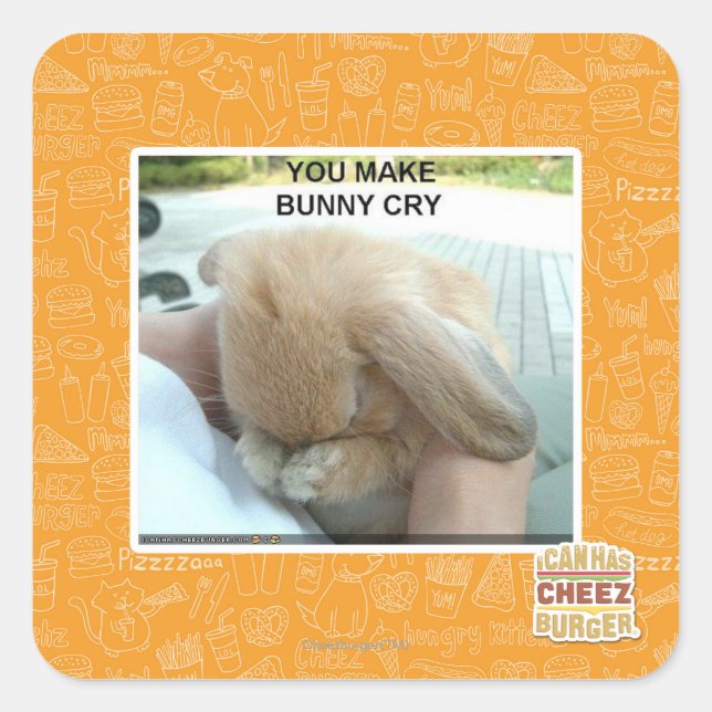 Sticker Carré Tu fais pleurer le lapin (Devant)
