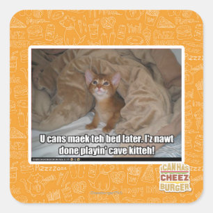 Sticker Carré Tu peux faire le lit plus tard.