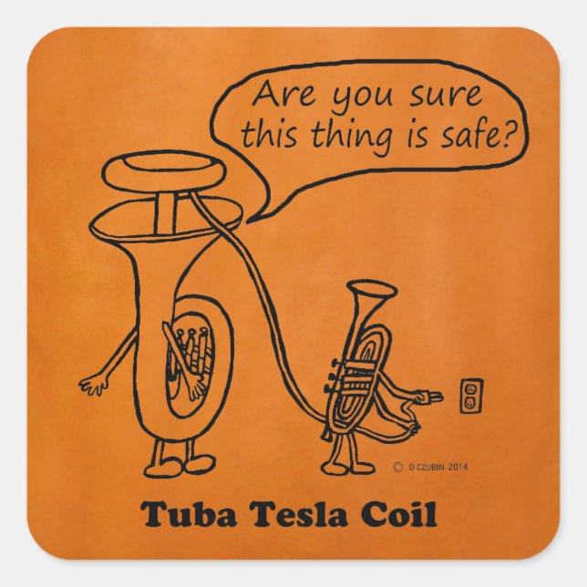 Sticker Carré Tuba Tesla Coil (Devant)