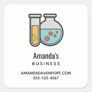 Sticker Carré Tube d'essai de chimie et entreprise de chauffage