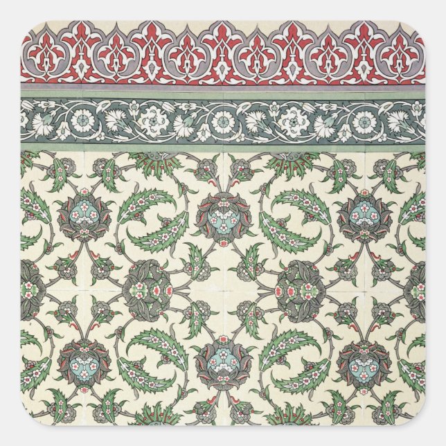 Sticker Carré Tuiles murales de la mosquée de Cheykhoun, de 'Ara (Devant)