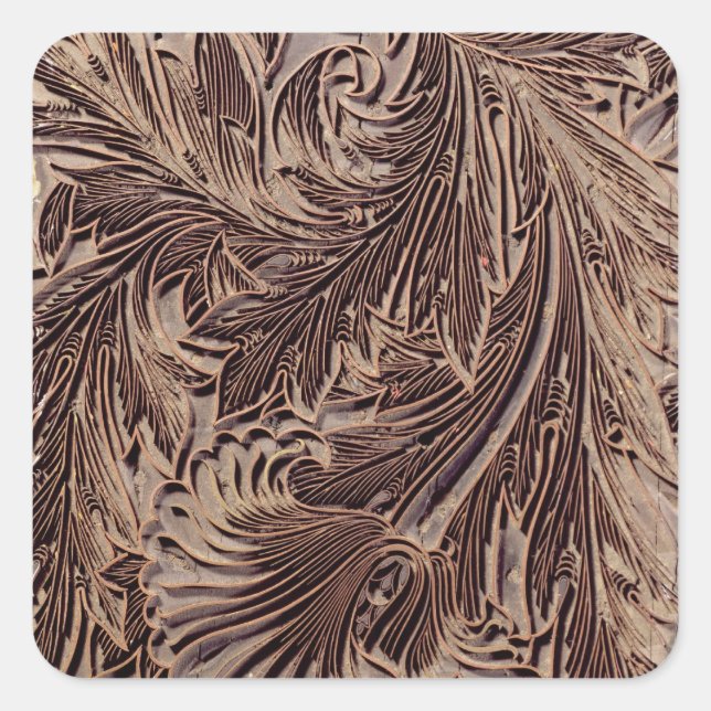 Sticker Carré Tulip design printing block, 1875 (Devant)