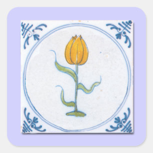 Sticker Carré Tulip Tile Art avec bleu et blanc