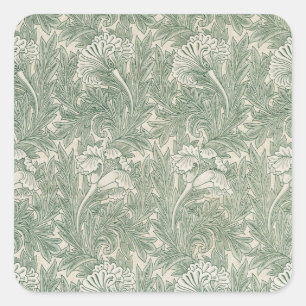 Sticker Carré Tulipe par William Morris, Art floral vintage