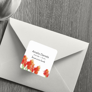 Sticker Carré Tulipe rouge en souvenir aimant
