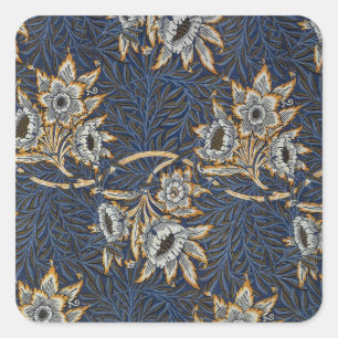 Sticker Carré Tulipe Saules Motif Bleu Floral de William Morris