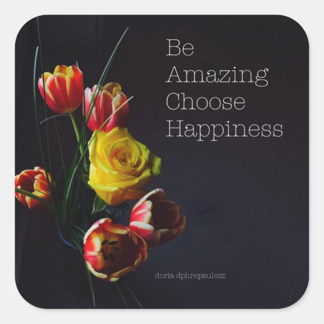 Sticker Carré Tulipes dans l'autocollant Carré foncé (Devant)