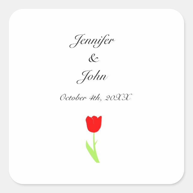 Sticker Carré Tulipes Fleur Rouge Floral Joli Mariage Cool migno (Devant)