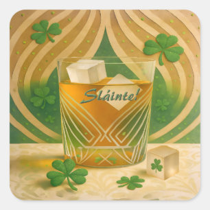 Sticker Carré Tumbler pour whiskey irlandais "Sláinte!" en forme
