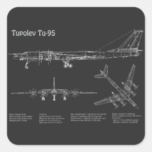 Sticker Carré Tupolev Tu-95 - Plan directeur de l'avion PD