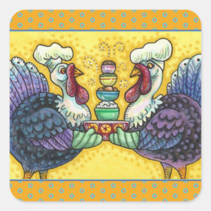 STICKER CARRÉ TURQUIE ET TOUS LES FIXINS, FUNNY MERCI AUX OISEAU
