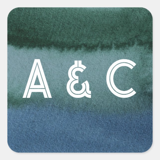 Sticker Carré Turquoise bleu minimaliste moderne (Devant)
