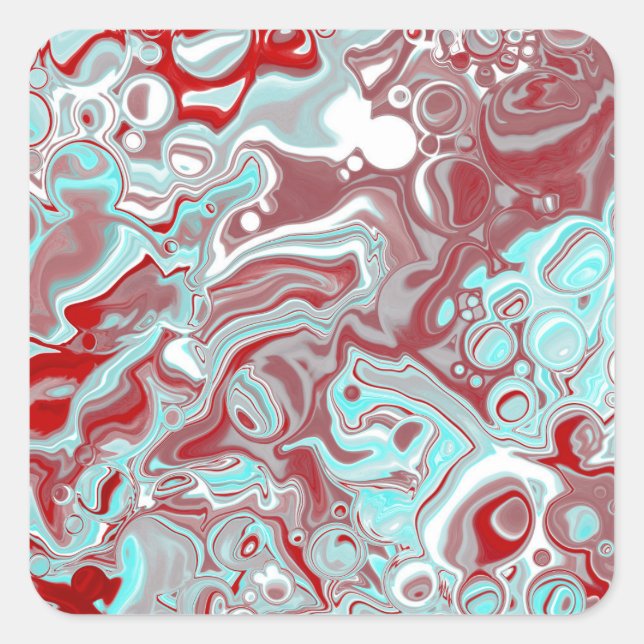 Sticker Carré Turquoise, Bourgogne, persiennes en marbre rouge e (Devant)