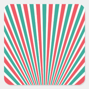 Sticker Carré Turquoise et rouge
