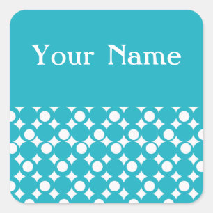 Sticker Carré Turquoise Mod Ball Design @ Emporio Moffa avec nom