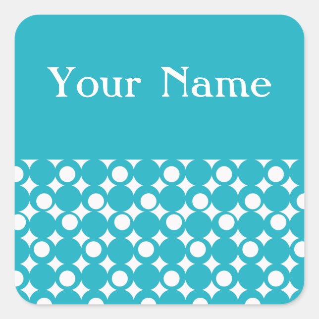 Sticker Carré Turquoise Mod Ball Design @ Emporio Moffa avec nom (Devant)