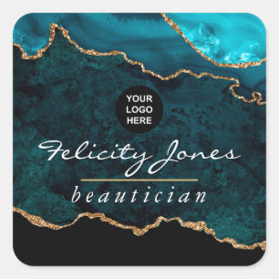 Sticker Carré Turquoise - Turquoise et Gold Geode Agate Corporat