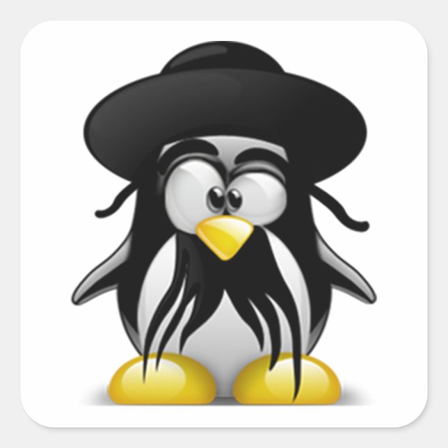 Sticker Carré Tux juif (Linux Tux) (Devant)