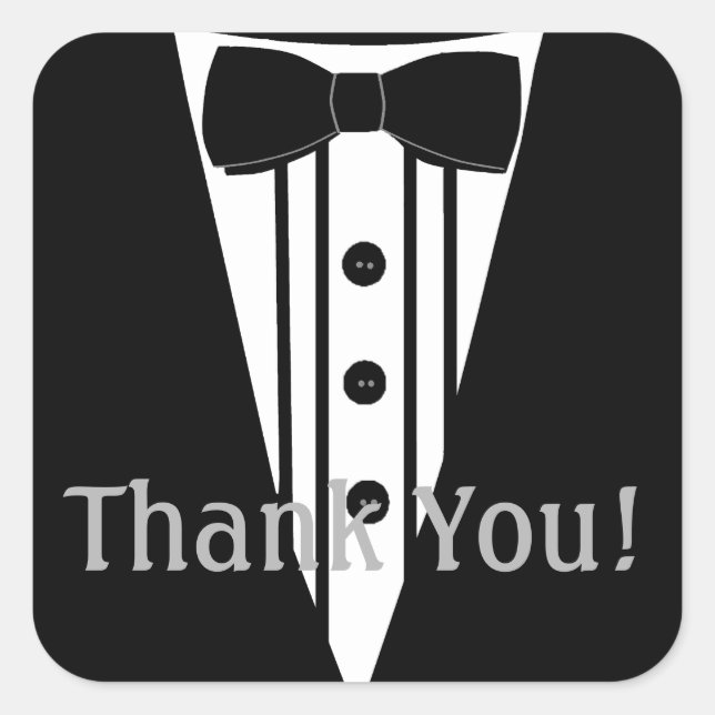 Sticker Carré Tuxedo avec Merci de Cravate Bow (Devant)