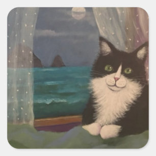 Sticker Carré Tuxedo Moon