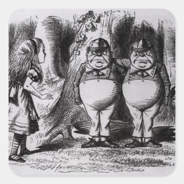 Sticker Carré Tweedledum et Tweedledee (Devant)