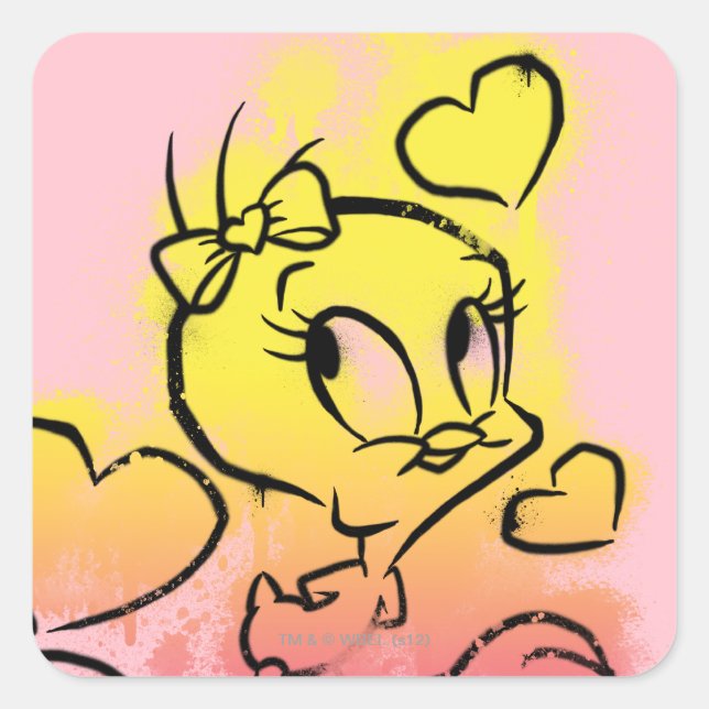 Sticker Carré TWEETY™ Avec Coeurs (Devant)