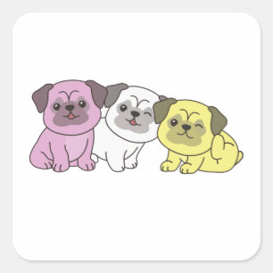 Sticker Carré Twink Flag Carlin Pride Lgbtq mignon Chiens Carré