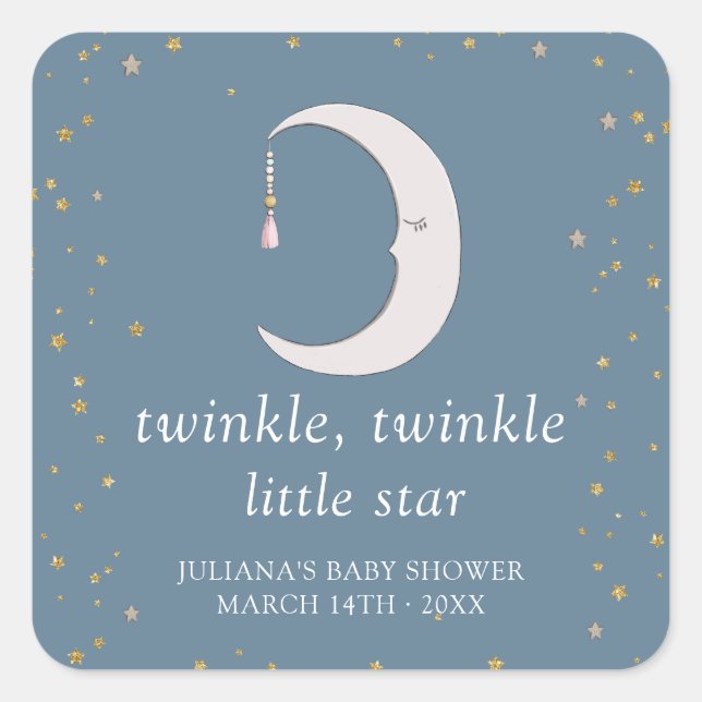 Sticker Carré Twinkle Twinkle Little Star Baby shower (Devant)