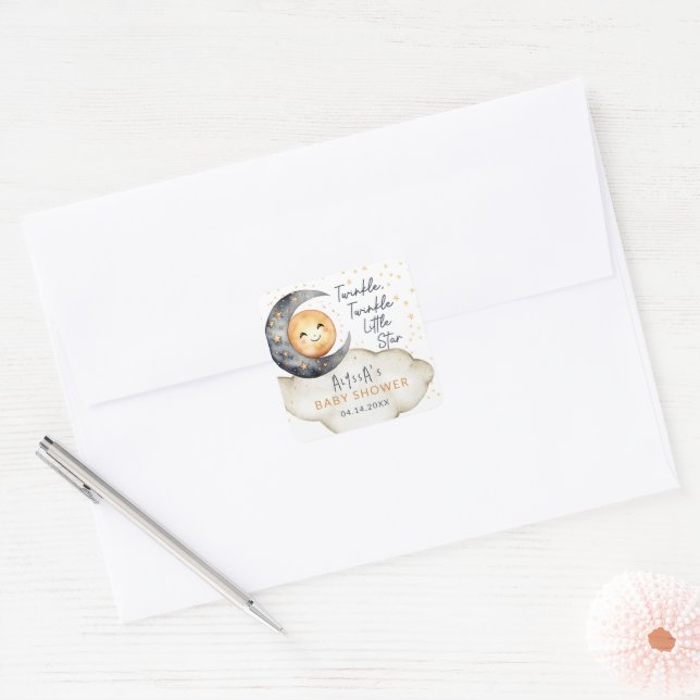 Sticker Carré Twinkle Twinkle Little Star Baby shower (Enveloppe)