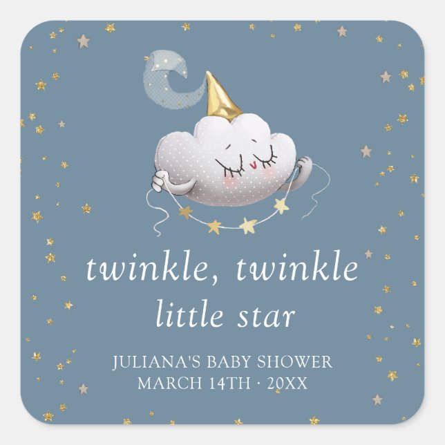 Sticker Carré Twinkle Twinkle Little Star Baby shower (Devant)