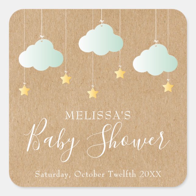 Sticker Carré Twinkle Twinkle Little Star Baby shower / Sprinkle (Devant)