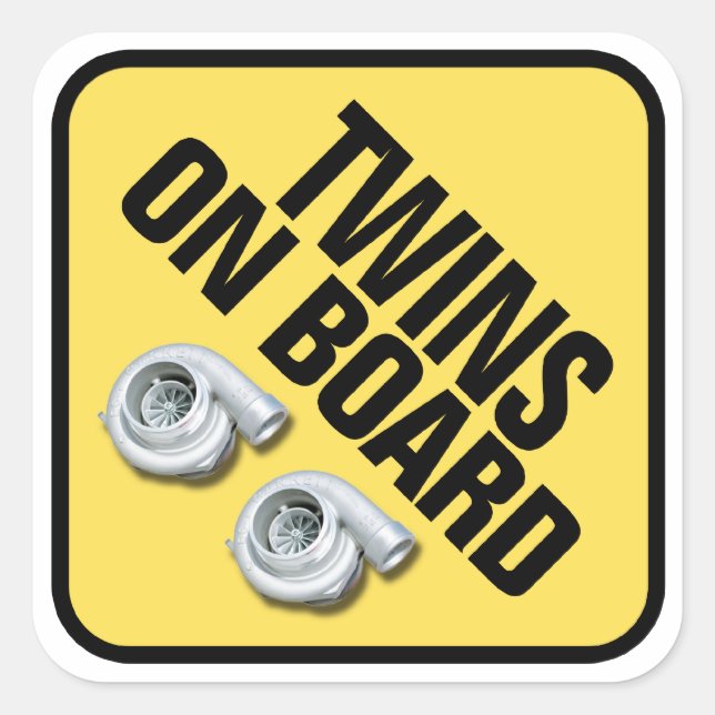Sticker Carré Twins à bord - Twin Turbo (Devant)