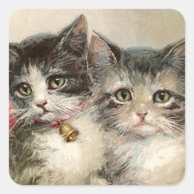 Sticker Carré Two lovely Victorian kittens (Devant)