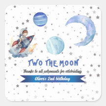 Two The Moon Rocket Space Blue Boy 2nd Birthday 