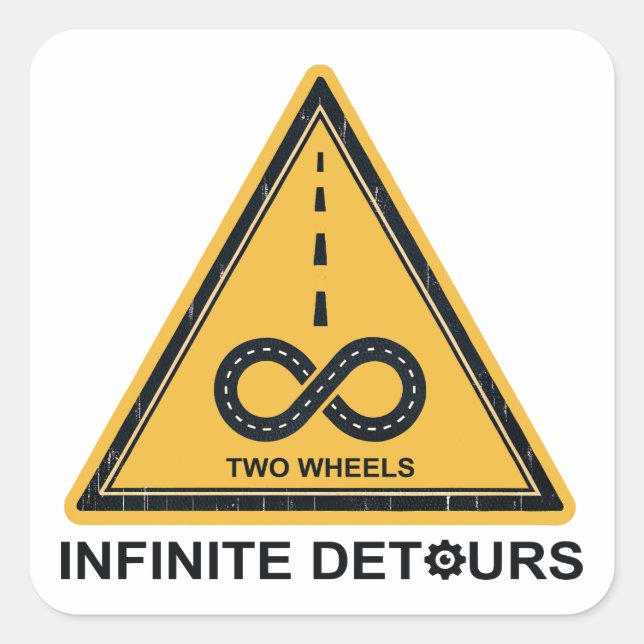 Sticker Carré Two Wheels Infinite Detours Cycling (Devant)