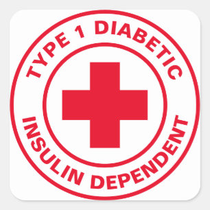 Sticker Carré Type 1 Diabète dépendant de l'insuline Diabète Méd